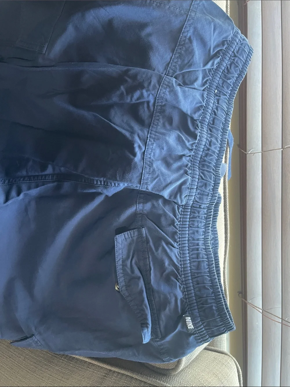 Nike Men's Navy Cargo Pants with Elastic Waist and Drawstring